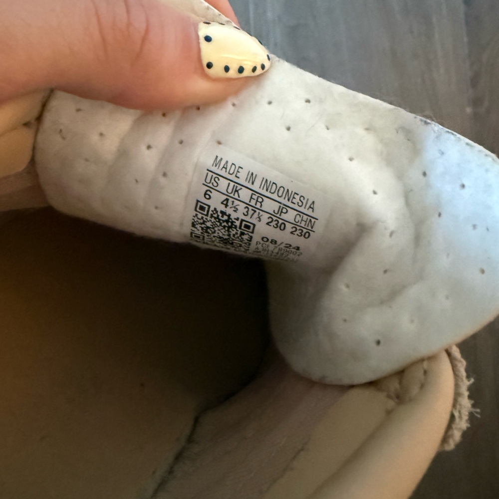 adidas Beige Gazelle Suede Sneaker with White Stripes - Picture 6 of 6